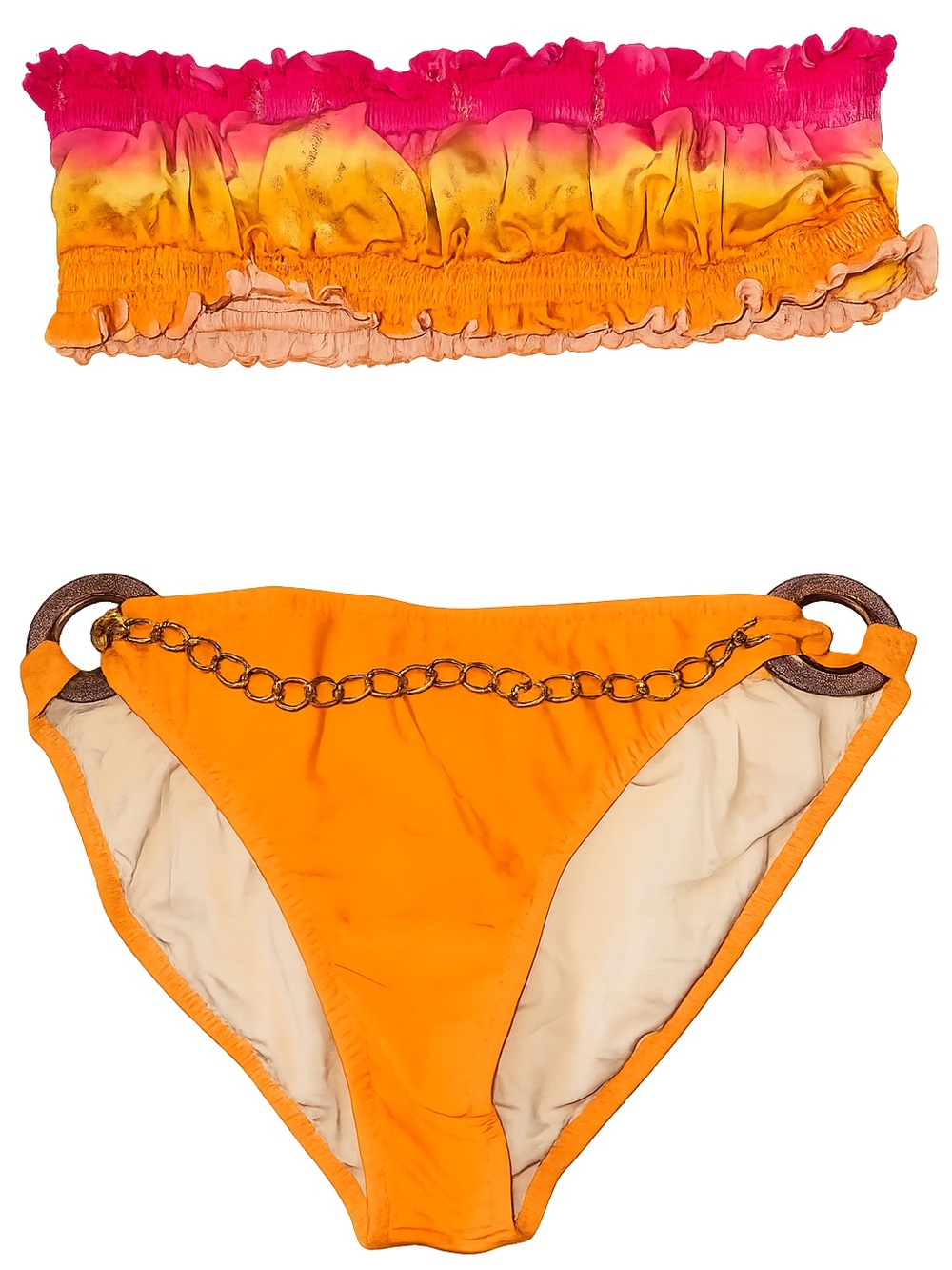 Orange Chain-Accent Bikini Bottom